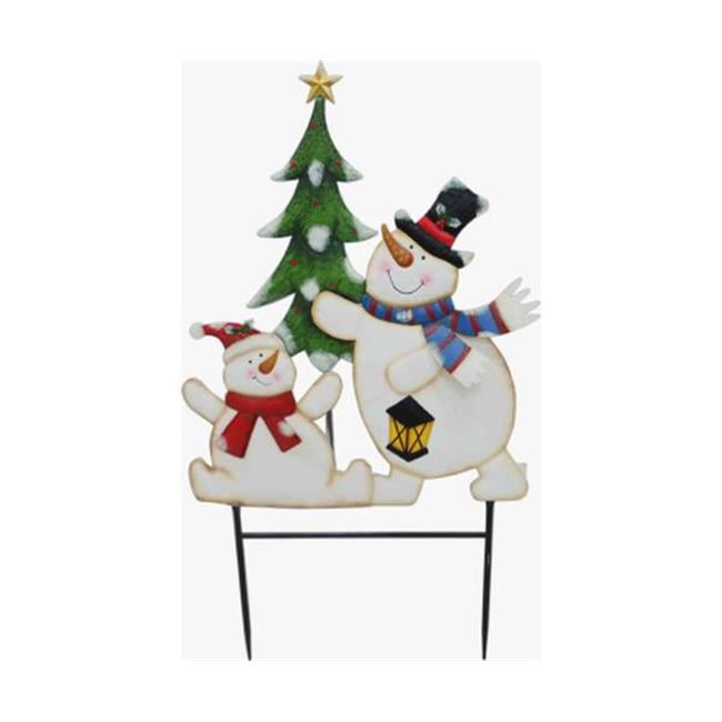 35.5 in. Snowmen with Tree Stake - Multi Color