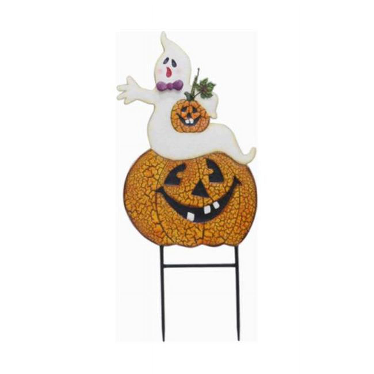 36 in. Ghost & Pumpkin Stake - White