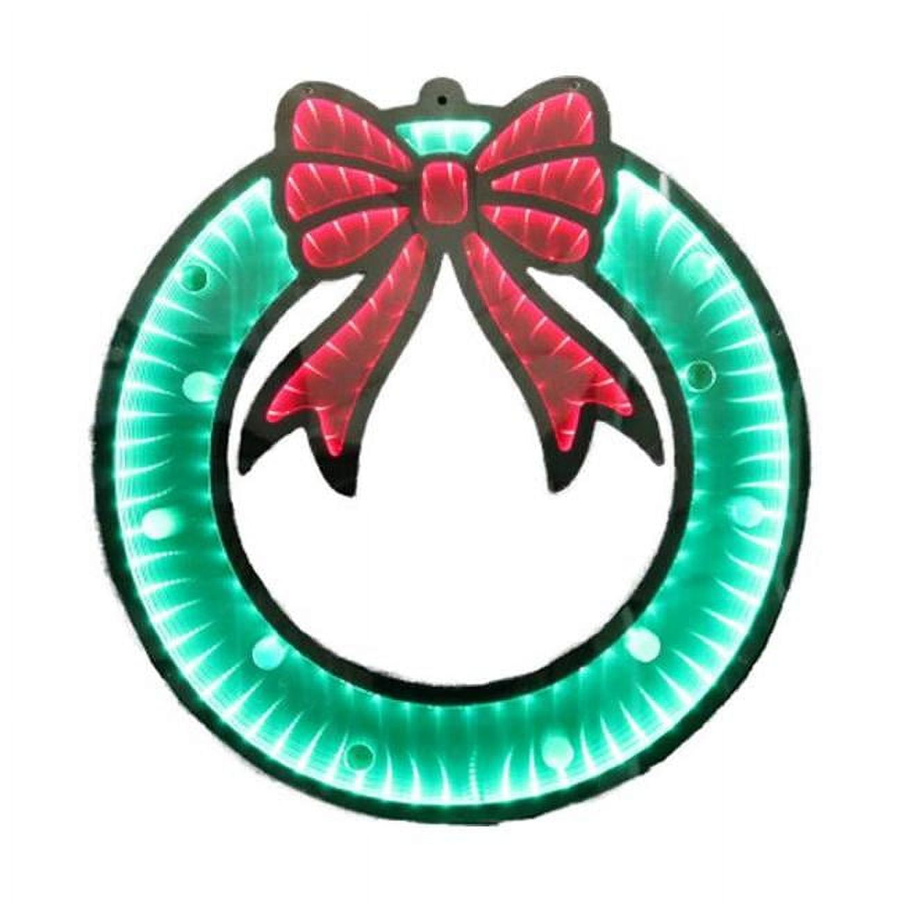 30.5 x 0.625 x 32 in. Wreath with LED Tunnel Mirror Lights - Multi Color