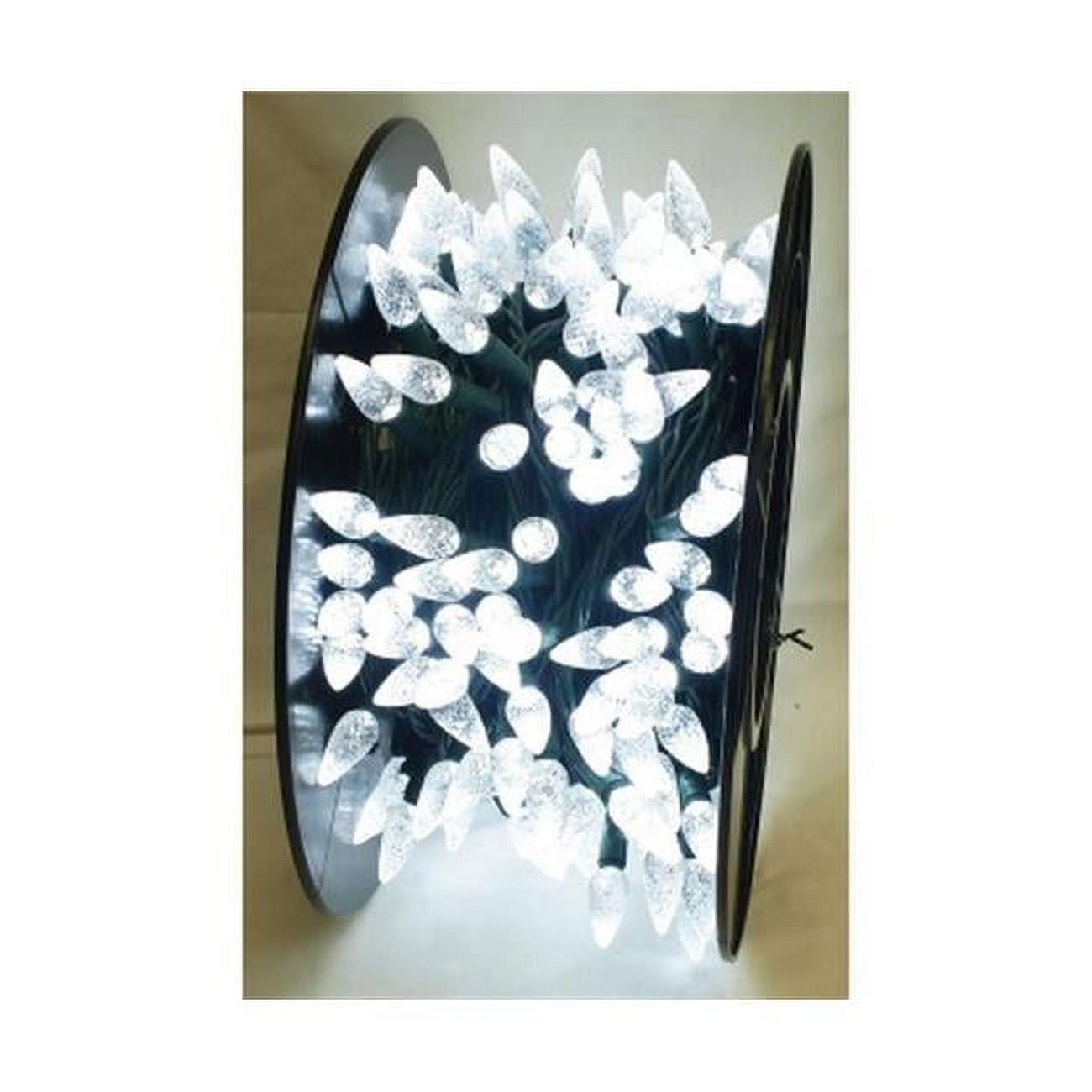 40 in. Reel Pack LED C6 Faceted Reflector String Lights with Green Wire Color