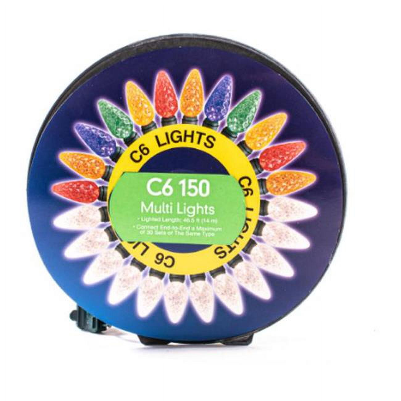63 ft. Reel Pack LED C Faceted Reflector String Lights with Green Wire Color