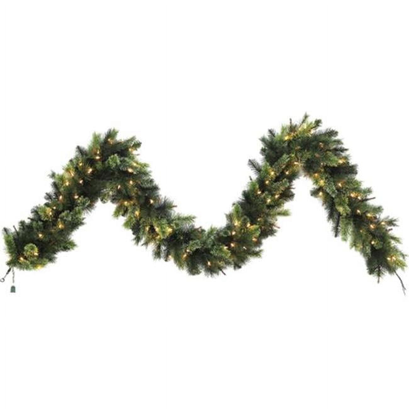 9 ft. x 12 in. Killington Garland with 100 LED Warm White Lights - Green