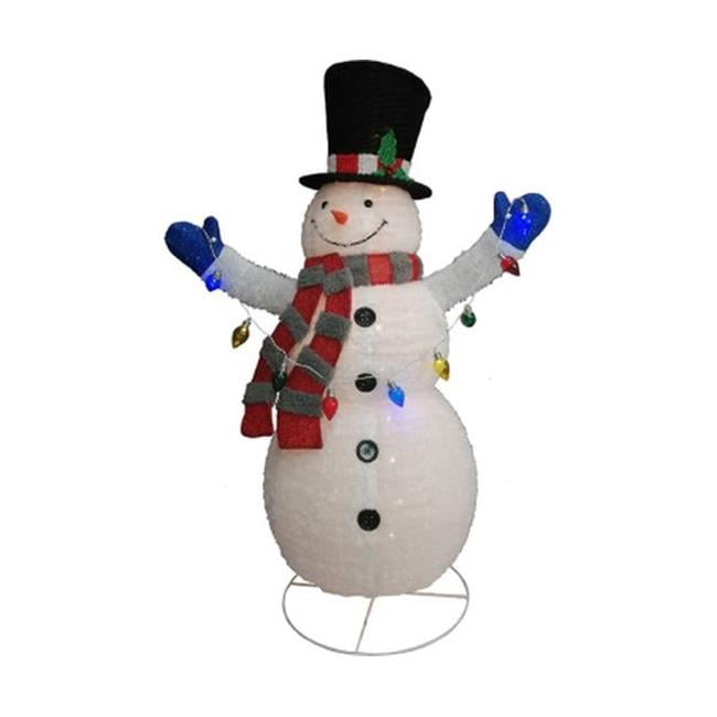 72 in. Fluffy Snowman with String Lights - Multi Color