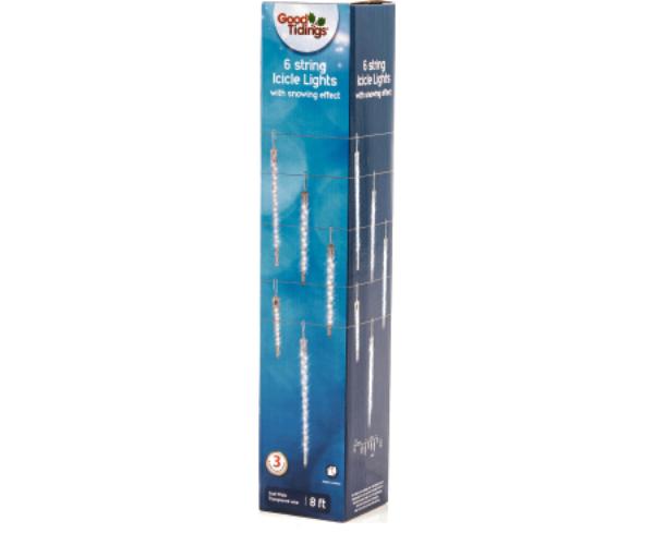 G48 9957627X 6 Strings LED Icicle Lights with Transparent Wire
