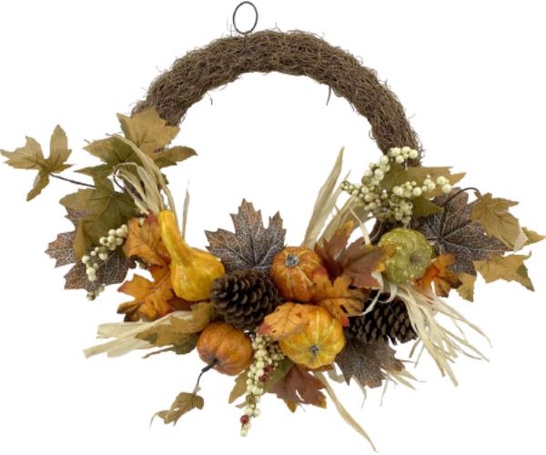 G48 MFGWF6558X22X Maple Pumpkin Wreath, Multi Color