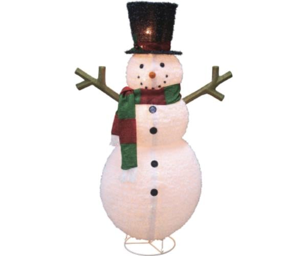 Citi-Talent  Lighted Fluffy Fabric Lantern Snowman, Multi Color