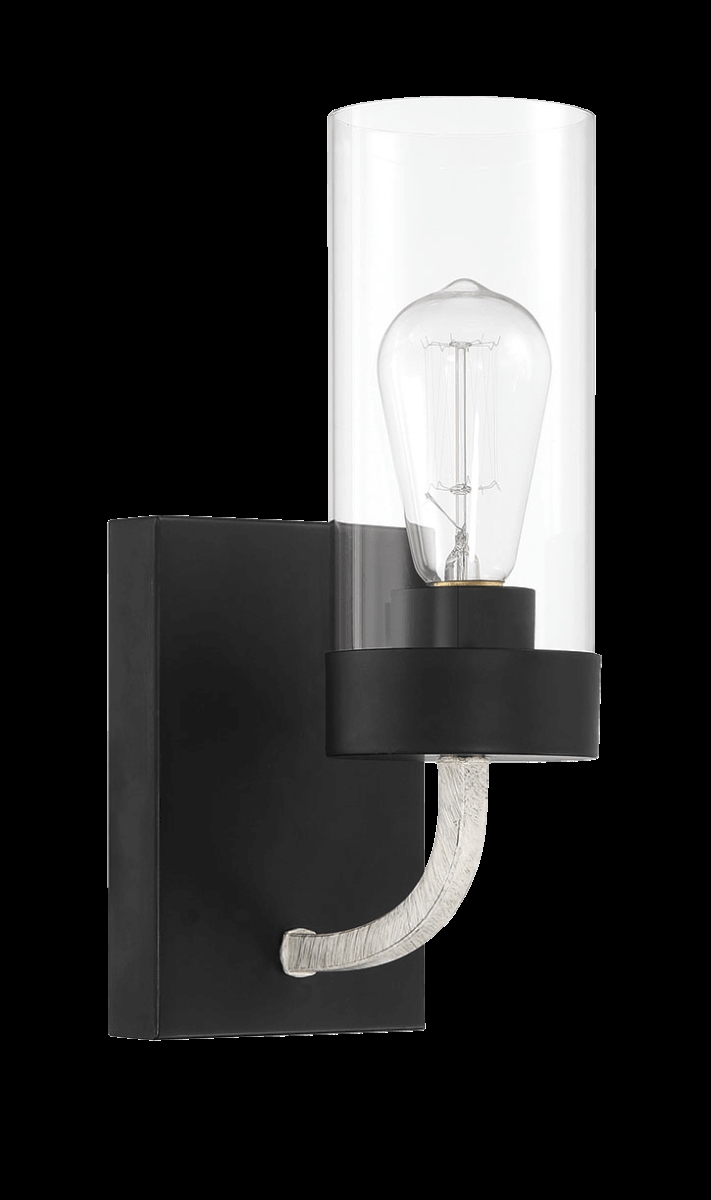 Picture of Ashcroft Furniture WLL03901401 Zephyr Single Light Sconce with Clear Glass Metal&#44; Black & Silver