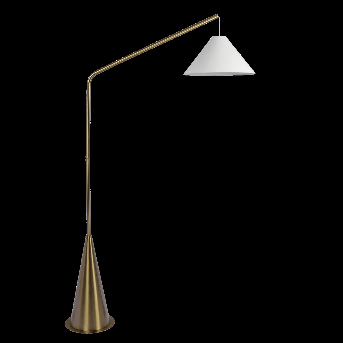Picture of Ashcroft Furniture FLL03700801 Lisbon Floor Lamp with On & Off Switch Coned Base Hanging White Fabric Shade&#44; Black