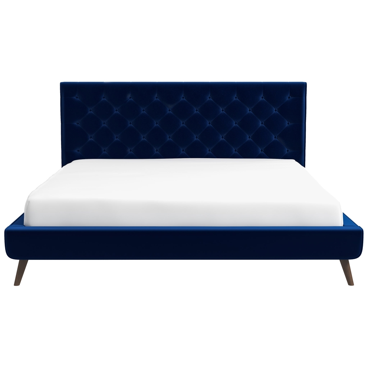 Picture of Ashcroft Furniture BED00300202 Dillon Velvet Platform Bed&#44; Blue - King Size