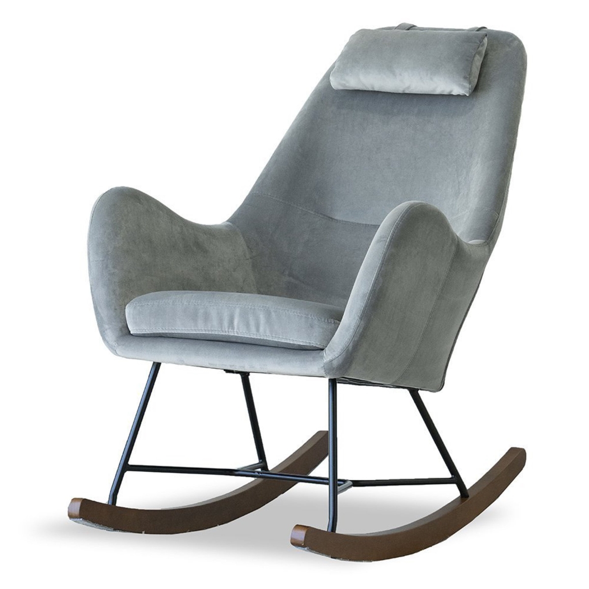 Picture of Ashcroft Furniture RCH01900303 Chelsea Velvet Rocking Chair&#44; Gray