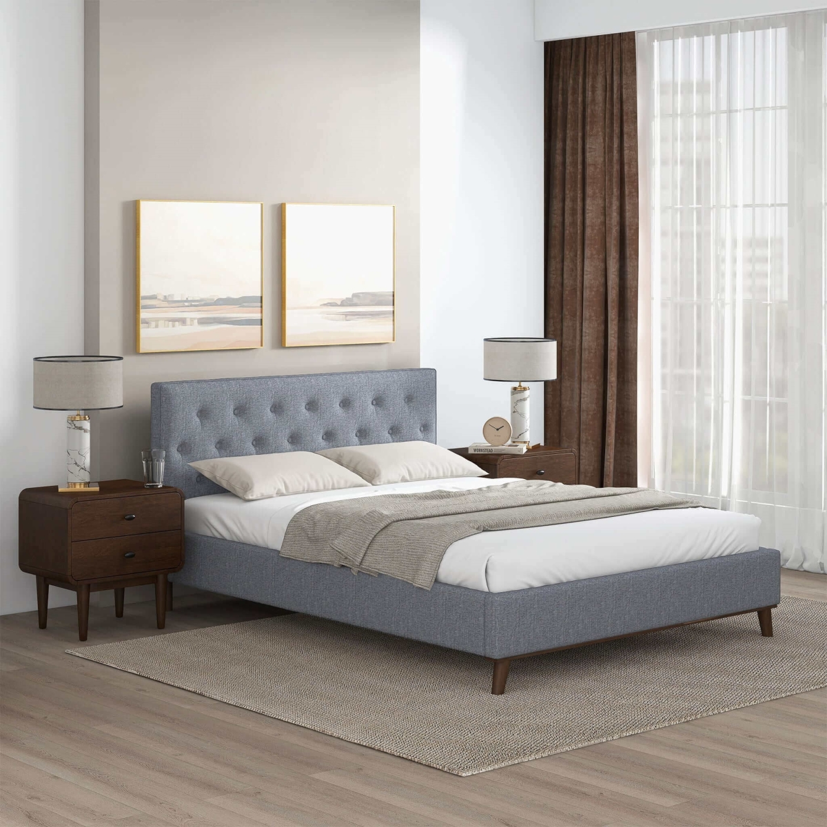 Picture of Ashcroft Furniture BED00500306 Graceville Bed&#44; Gray - King Size