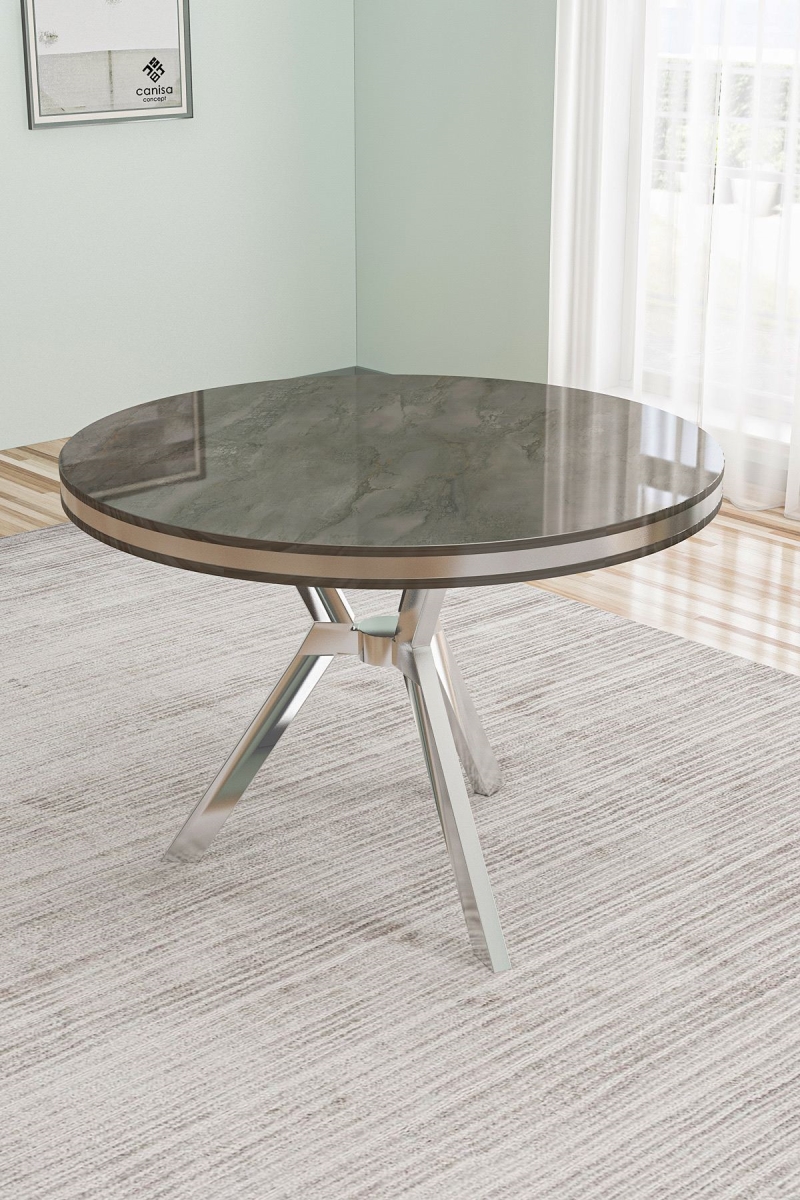 240CHR2111 35.43 x 29.13 x 35.43 in. Mos Dining Table - Anthracite & Chrome