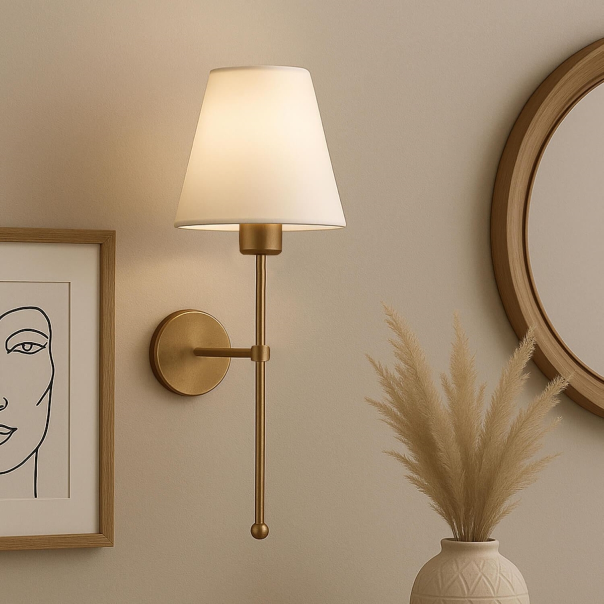 780SGN2711 5.12 x 19.69 x 5.12 in. IP20 E27 Socket Traditional Design Elegant Wall Lamp, Cream & Gold