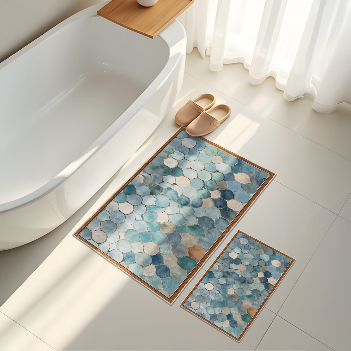 290HFT1119 39.37 x 0.197 x 23.62 in. ASR19 Bathmat Set - Blue - 2 Piece