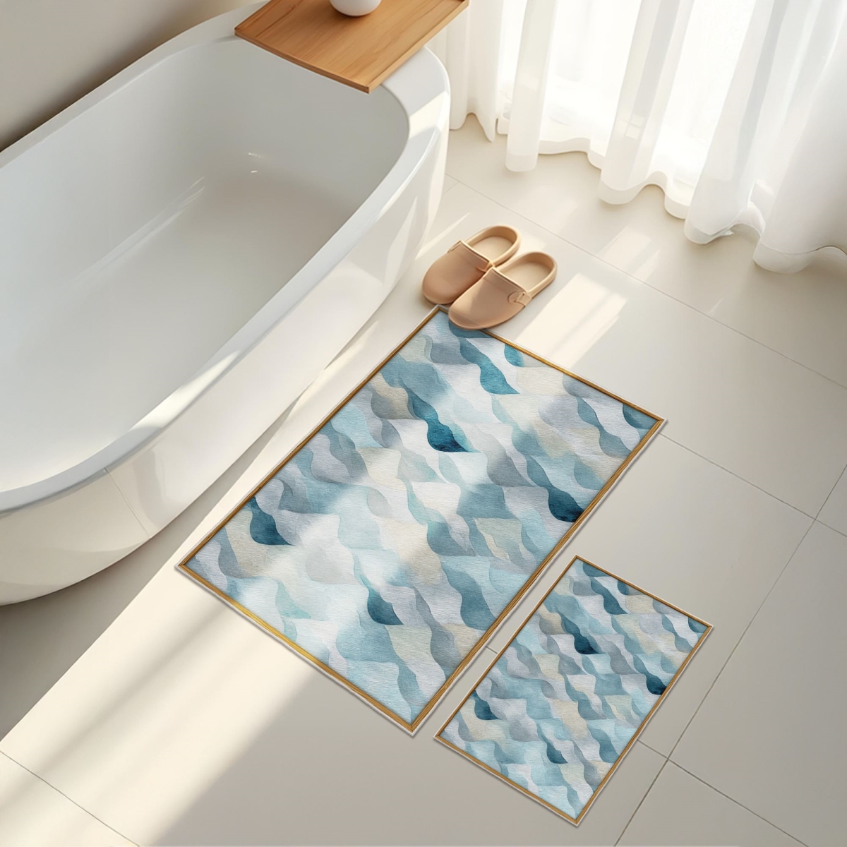 290HFT1143 ASR43 Bathmat Set, Blue - 2 Piece