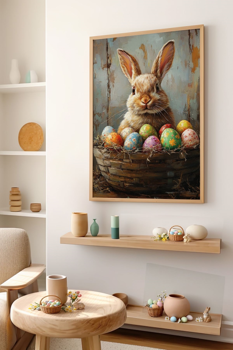923DKT1101 18.9 x 0.79 x 12.99 in. Art Easter Model 1-3348 Decorative Framed MDF Painting - Multi Color