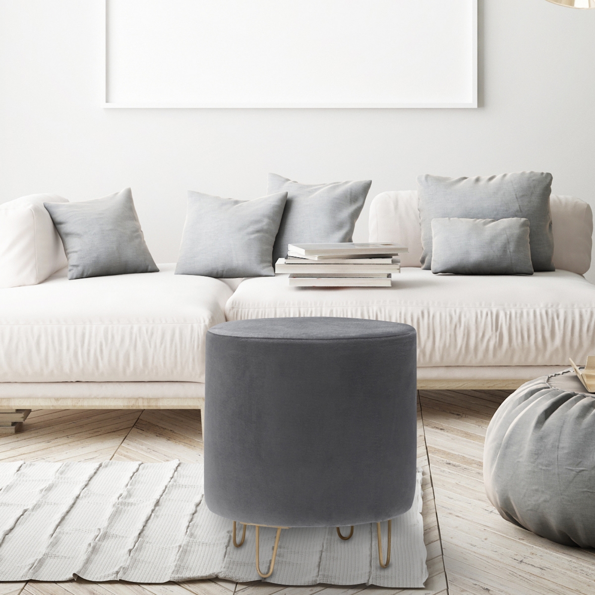 825BLC1243 15.75 x 15.75 x 15.75 in. Asmara 21 Tuffet - Gray