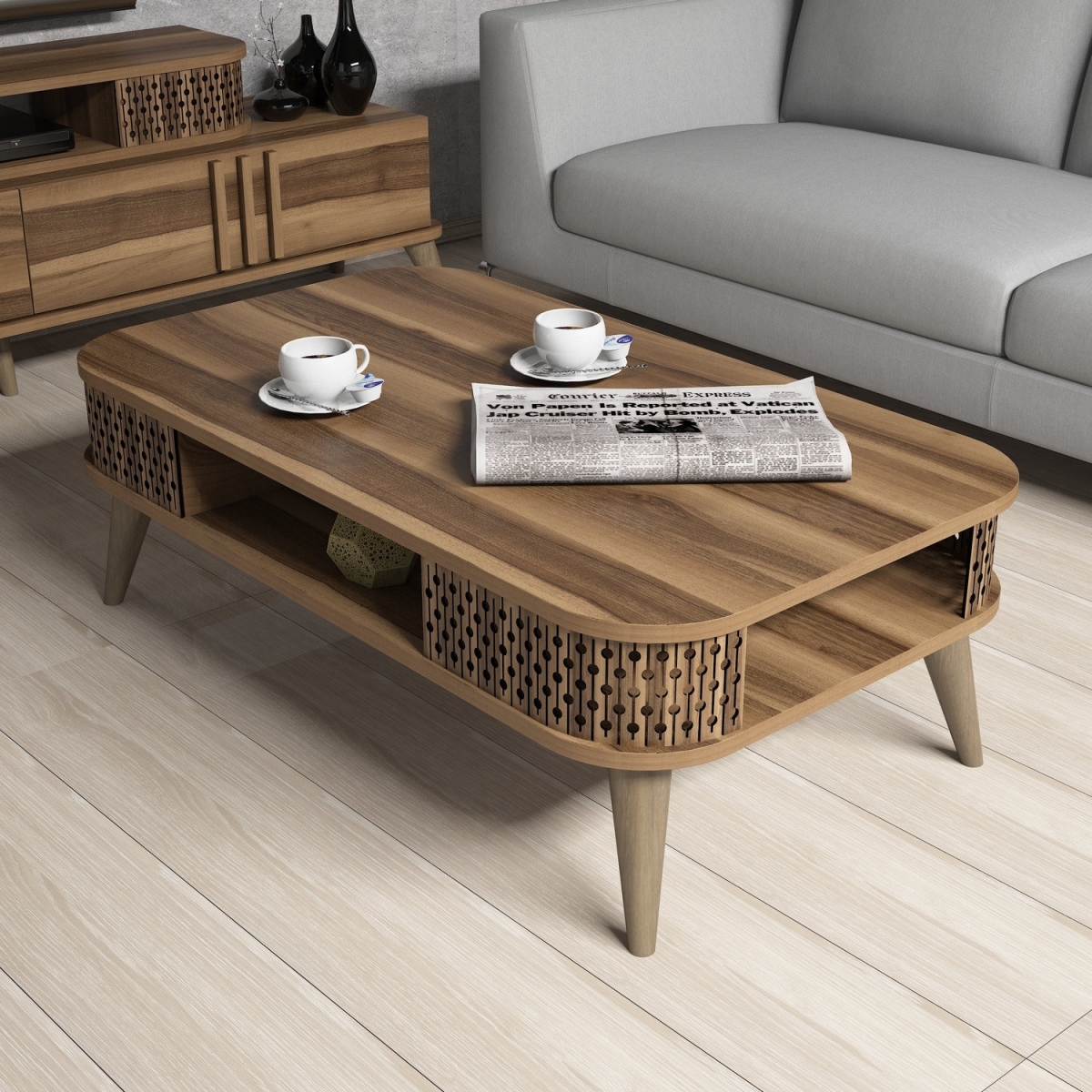 845HCT2828 23.62 x 13.62 x 41.34 in. Eylul Coffee Table - Walnut