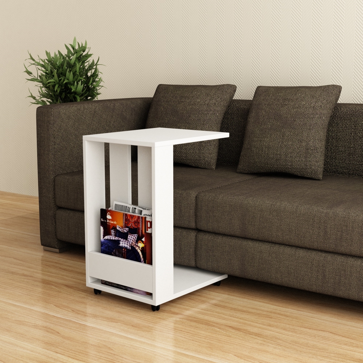 855DTE2877 17.72 x 23.62 x 14.57 in. Edi Side Table - White