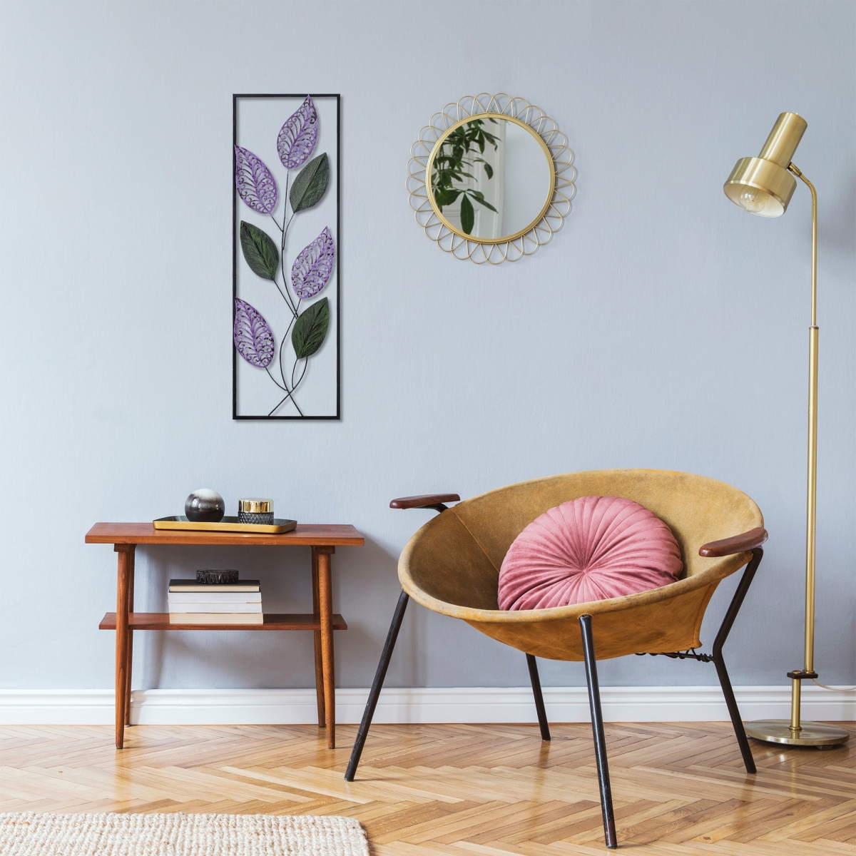 891TNL1601 12.6 x 0.059 x 35.43 in. Leaf Decorative Metal Wall Accessory - Multi Color