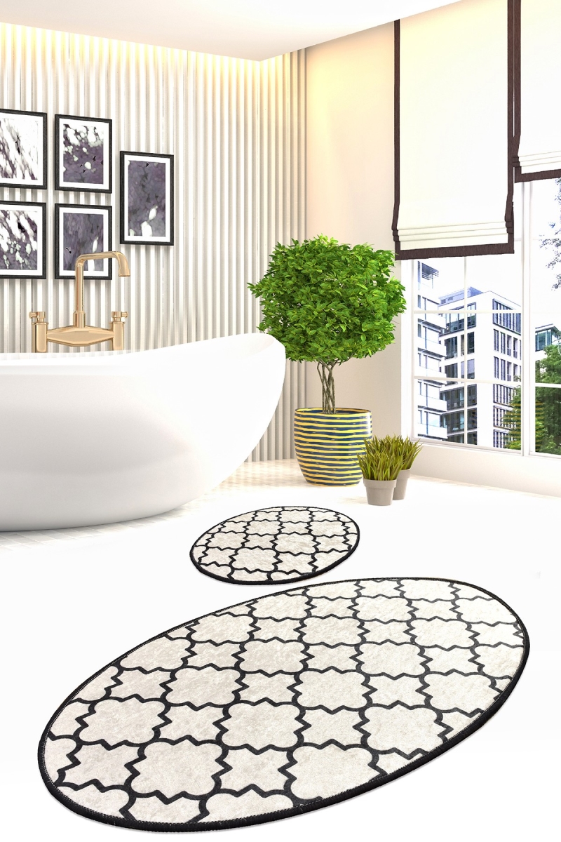 359CHL2390 39.37 x 1.181 x 23.62 in. Kupa Bathmat Set - White & Multi Color - 2 Piece