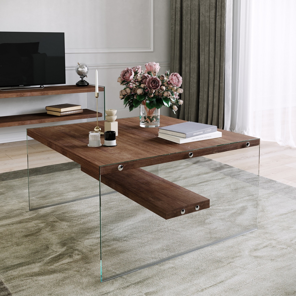 552NOS1401 29.53 x 15.75 x 29.53 in. S100 Coffee Table - Walnut