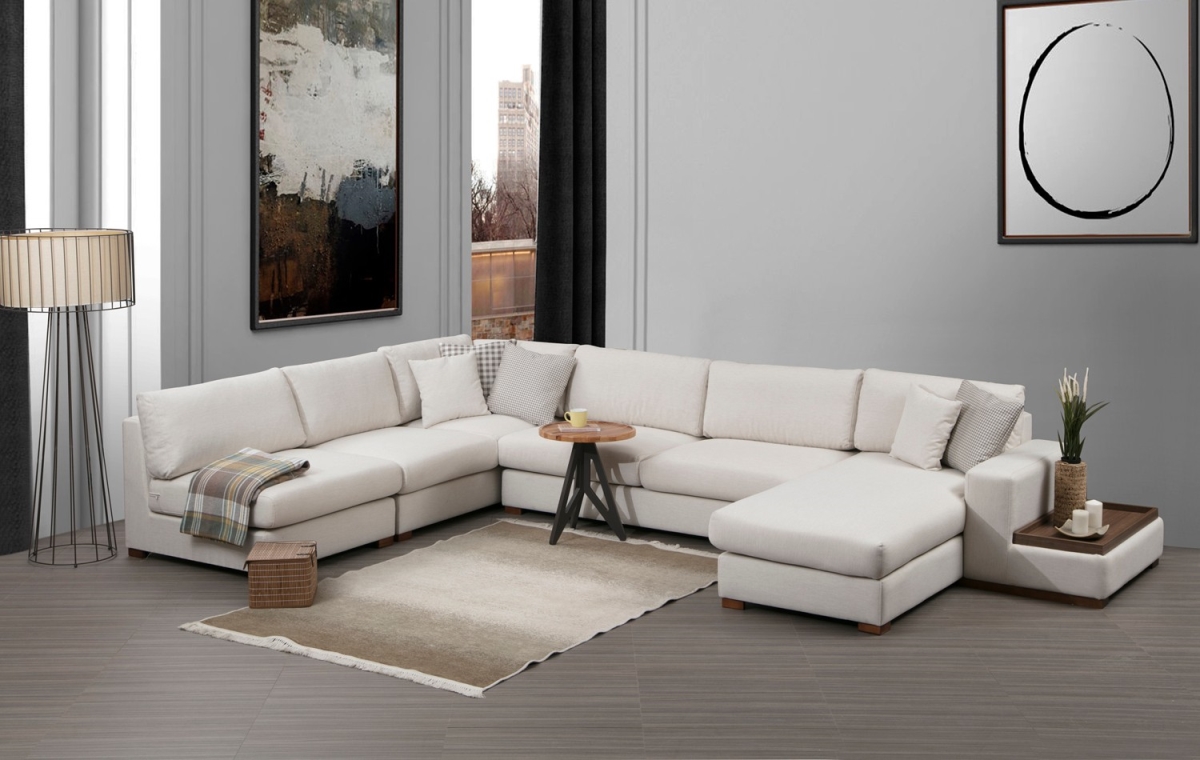 560ARE1126 33.46 x 37.4 x 168.5 in. Loop 9 Corner Sofa - White