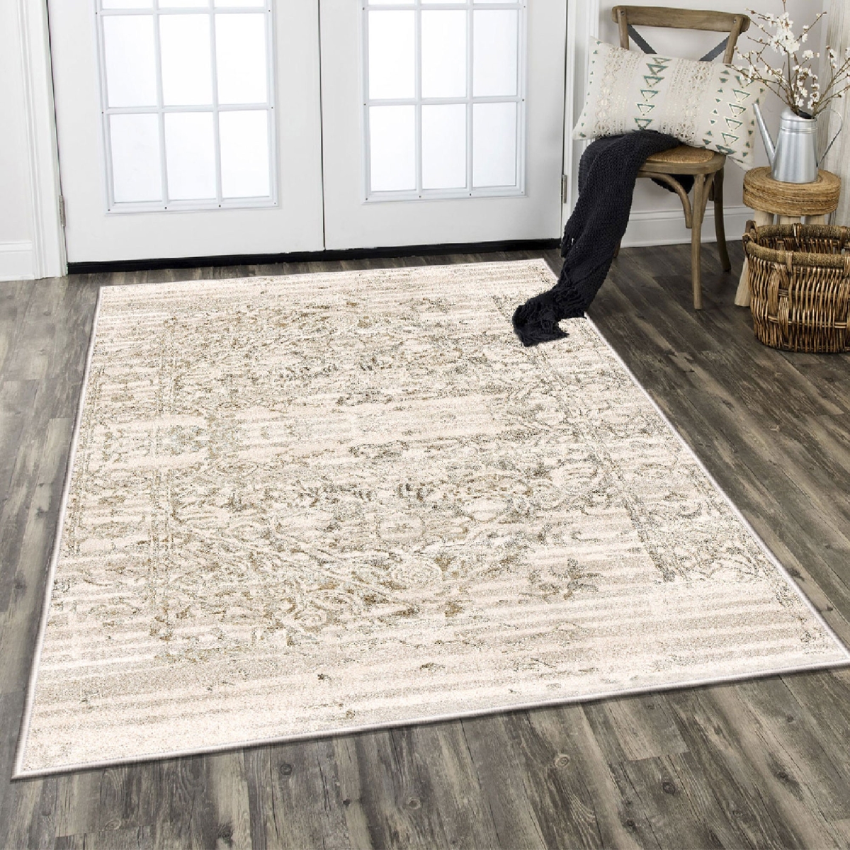 599HFT1618 100 x 300 cm ELS1825 Hall Carpet - Cream & Multi Color