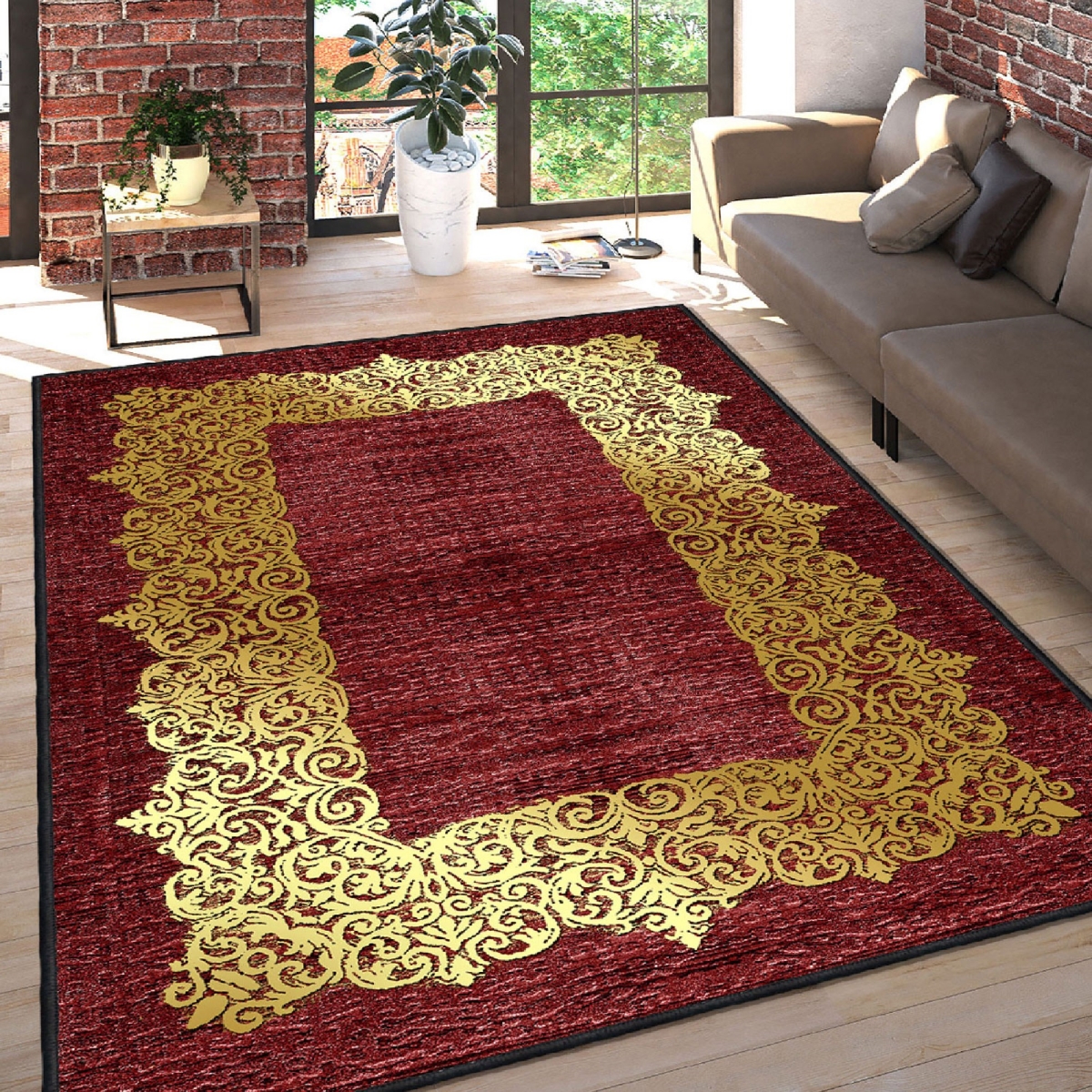 599HFT4282 160 x 230 cm ELS2395 Carpet - Claret Red & Multi Color