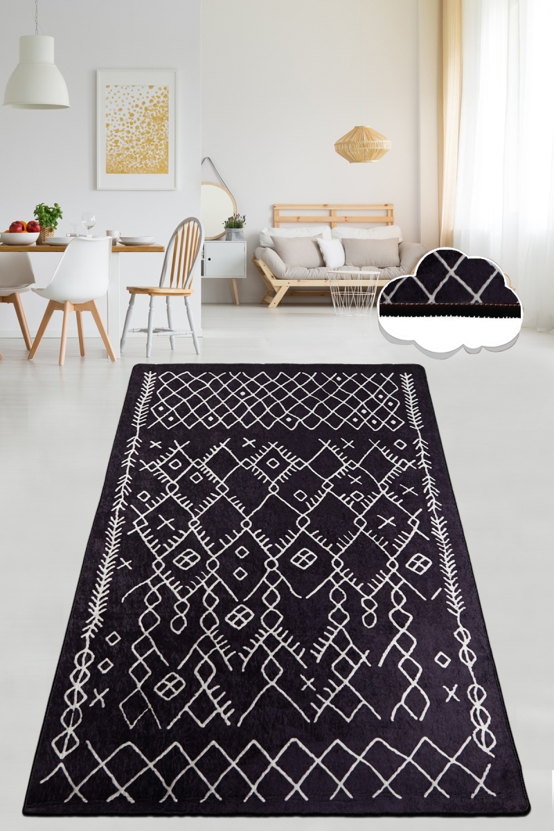 882CHL3673 80 x 100 cm Chart Hall Carpet - Black & White