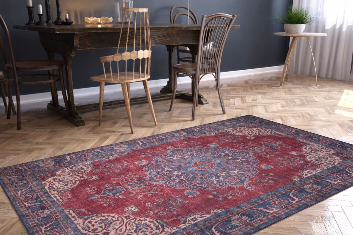 473RTP3044 75 x 150 cm Blues Chenille AL 88 Hall Carpet - Rustic & Multi Color