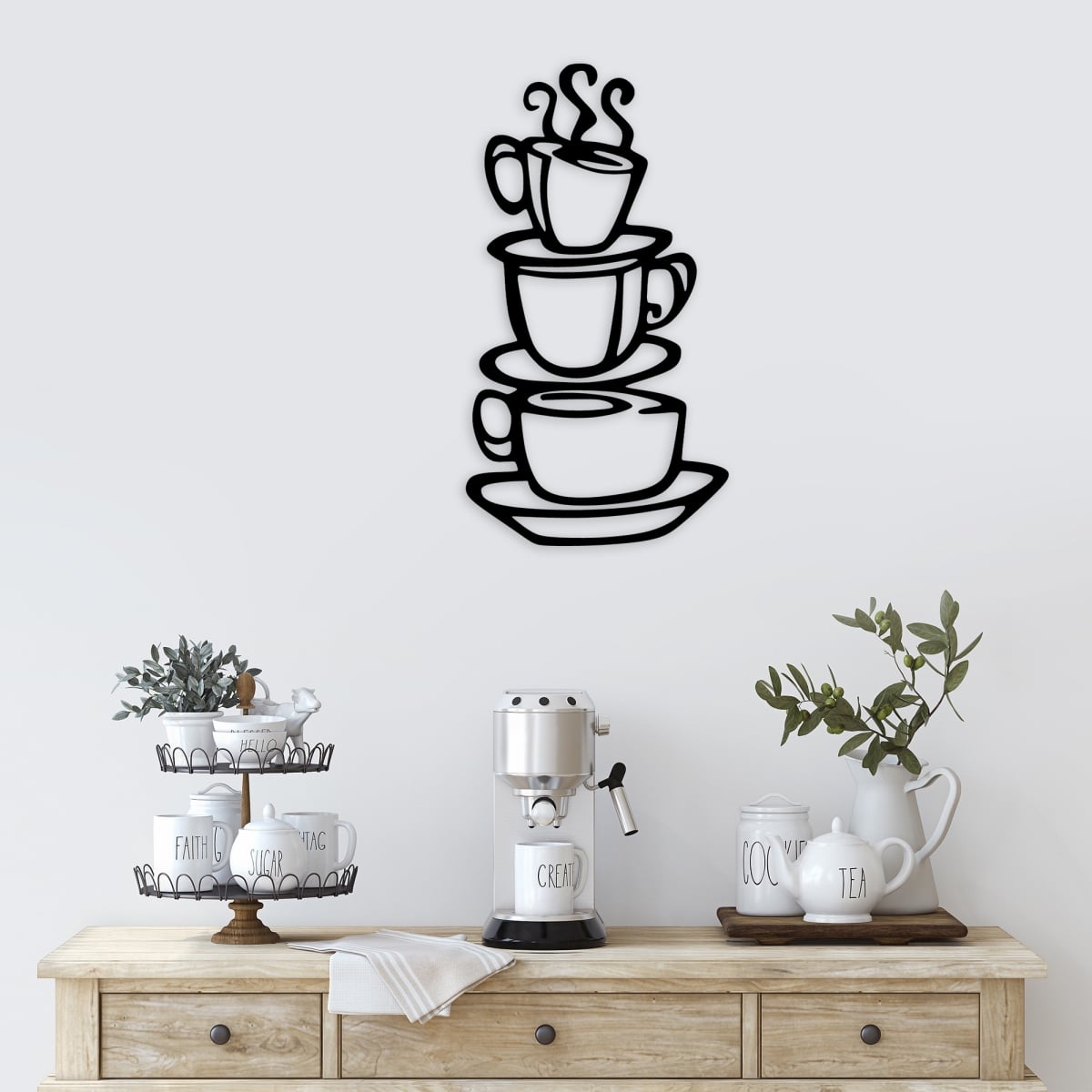 891TNL1938 29.53 x 0.059 x 15.75 in. Coffee Decorative Metal Wall Accessory - Black