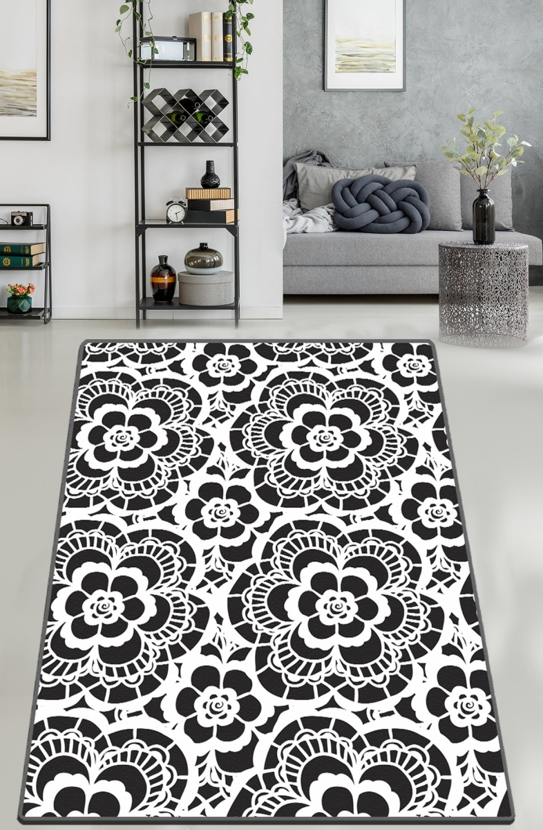 286CHL4991 100 x 200 cm Dantelle DJT Hall Carpet - Black & White