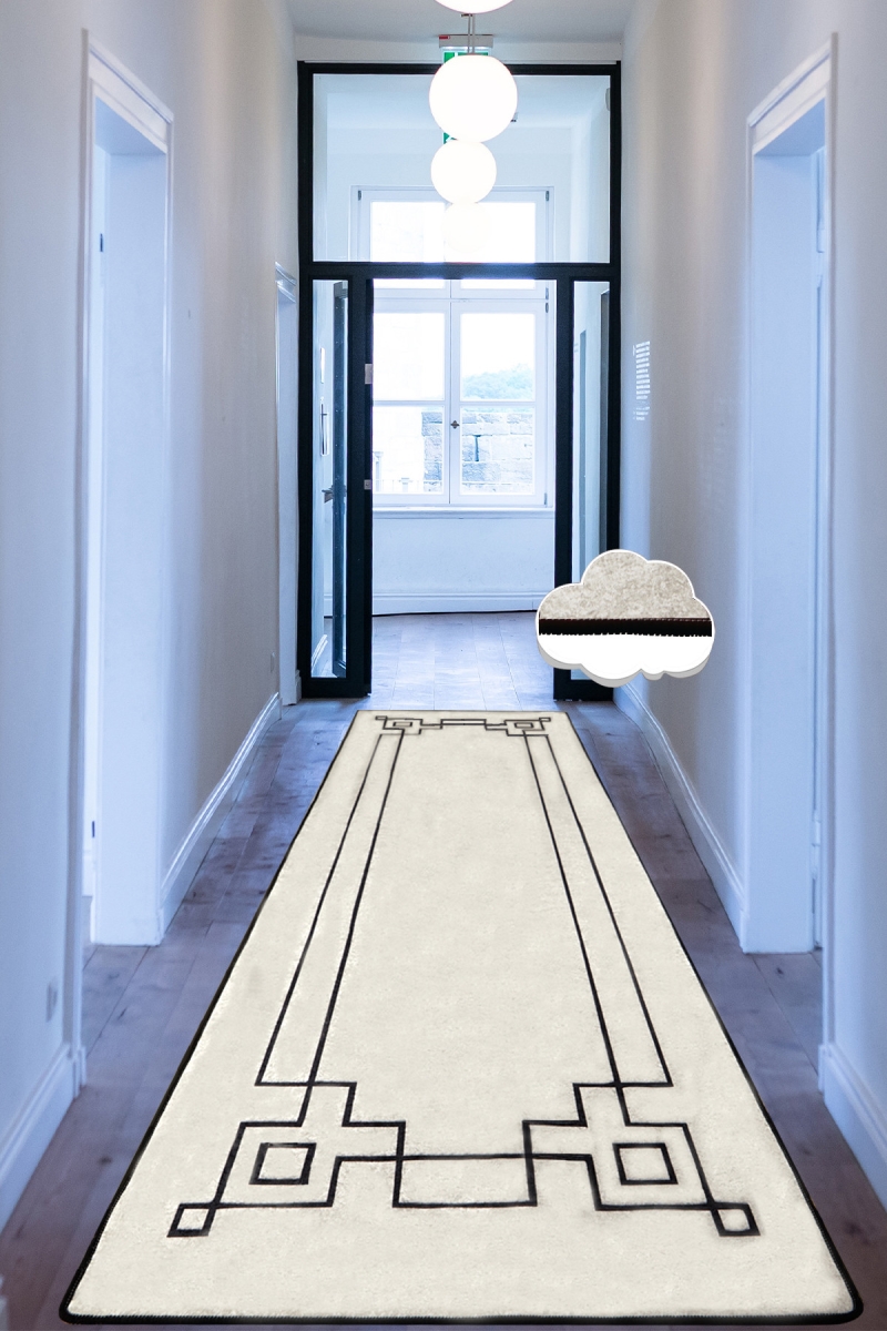 286CHL6729 150 x 300 cm Square Hall Carpet - Ecru