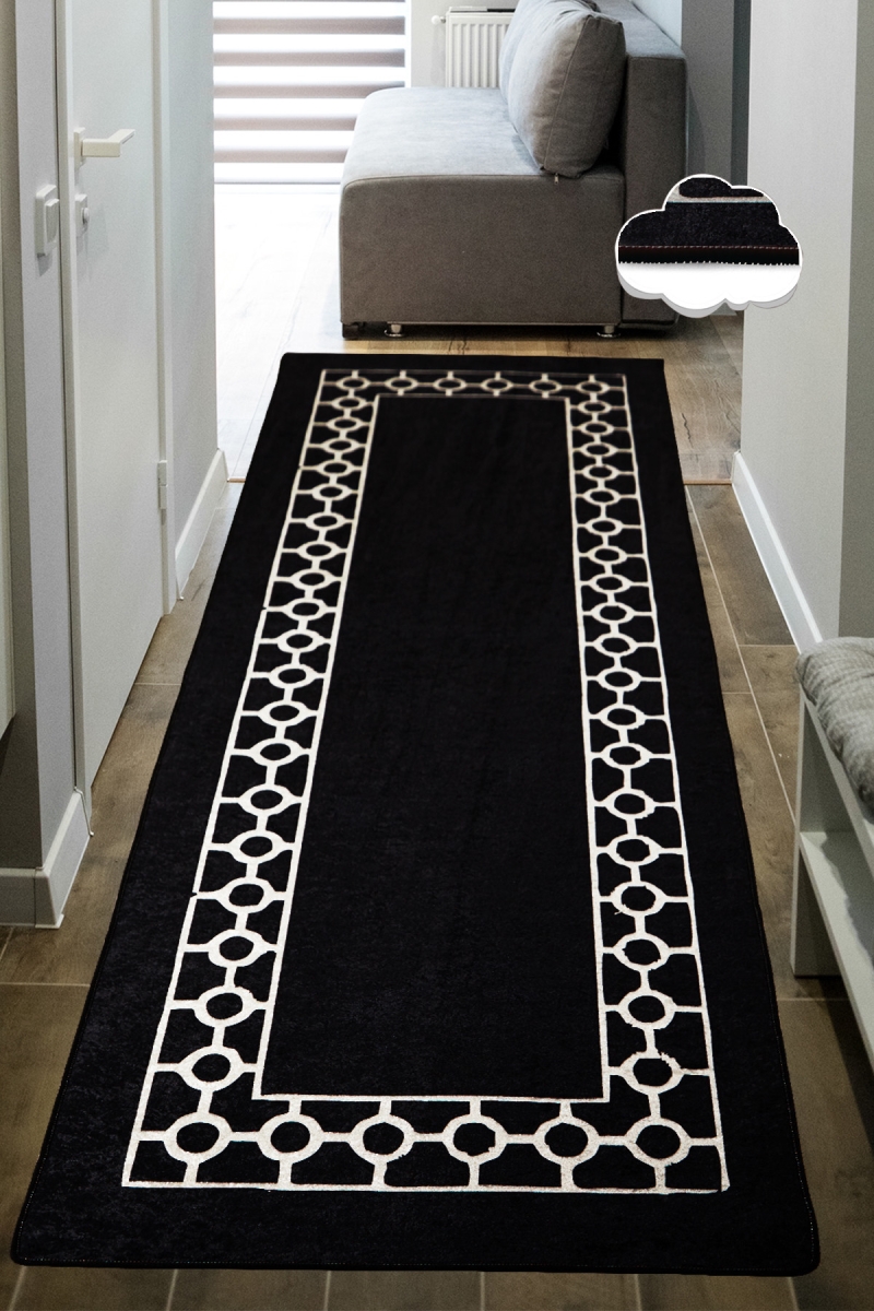 286CHL6743 120 x 200 cm Bague Hall Carpet - Black & White