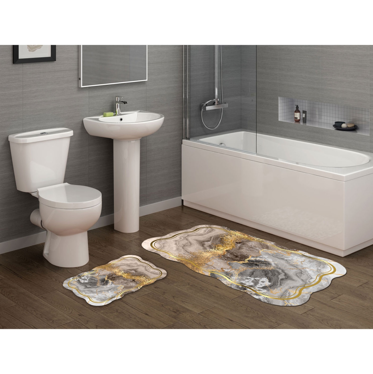 394ANR1596 Bathmat Set, Cream - 2 Piece