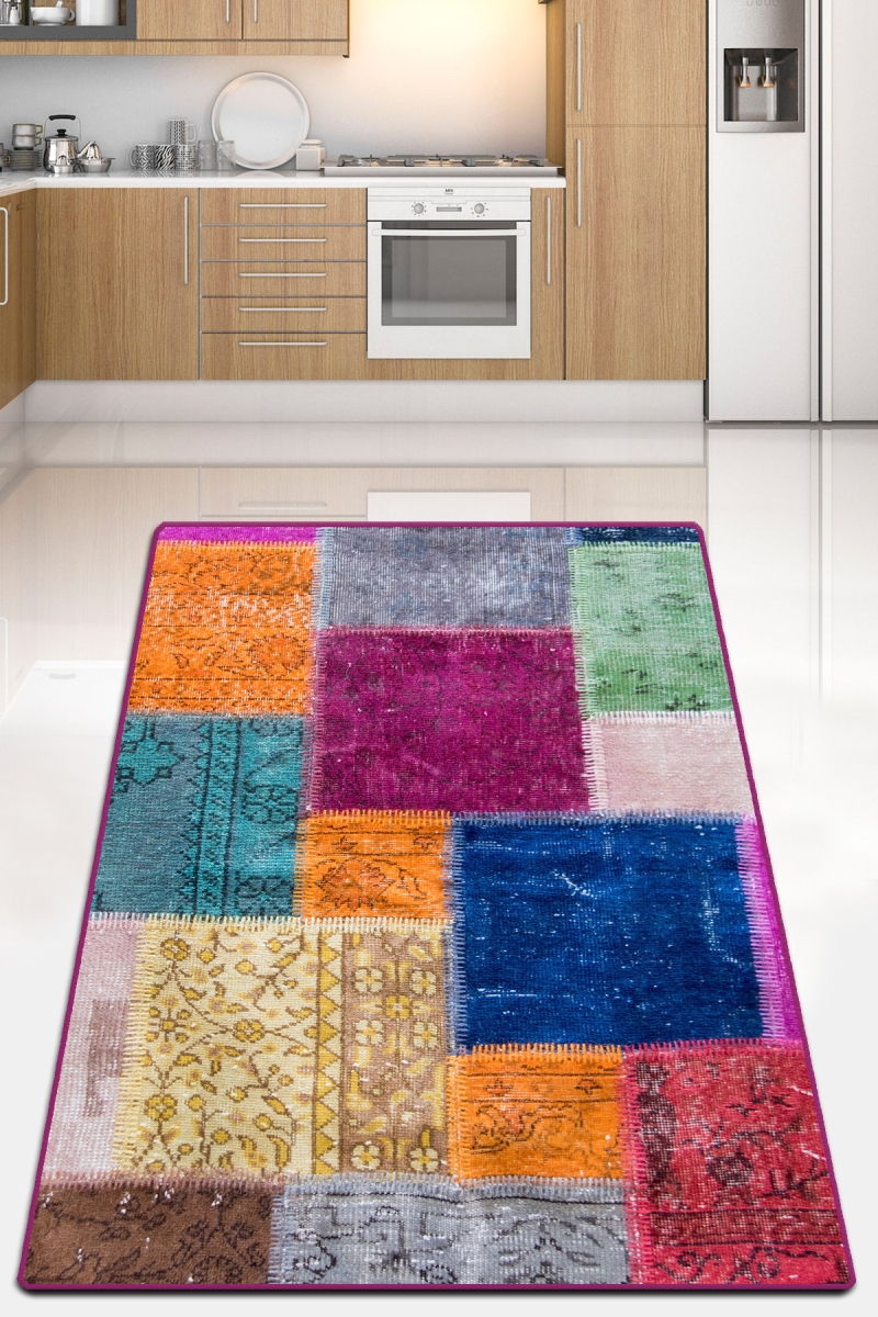 287CHL1937 80 x 140 cm Color Stitch Carpet - Multi Color