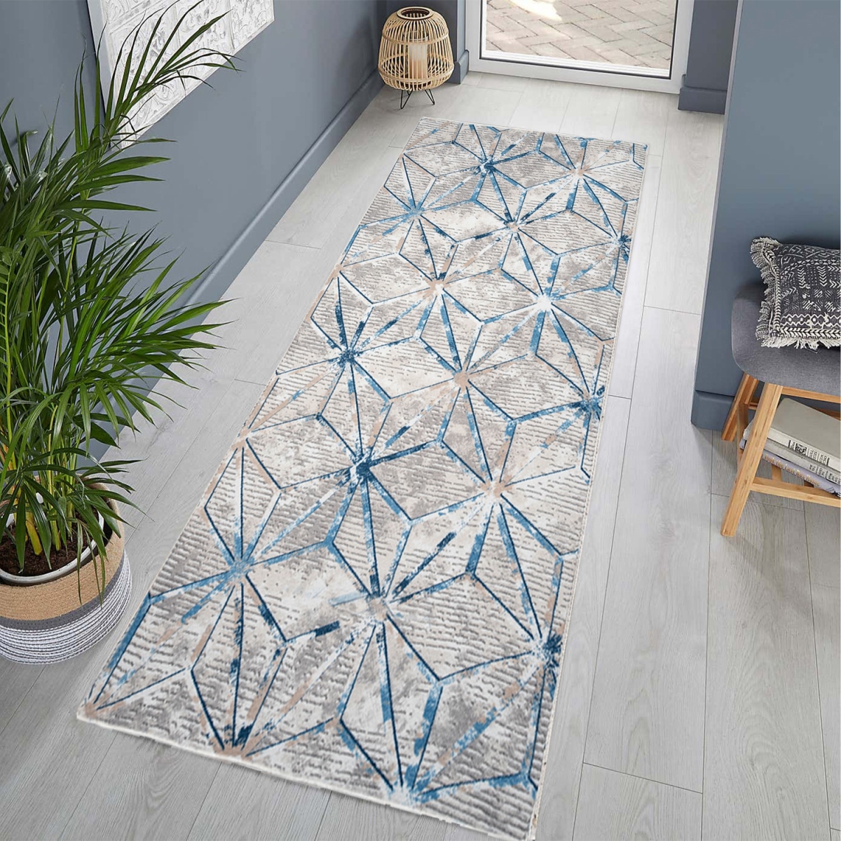 268RBY2329 150 x 250 cm 1086 Hall Carpet - Gray & Blue