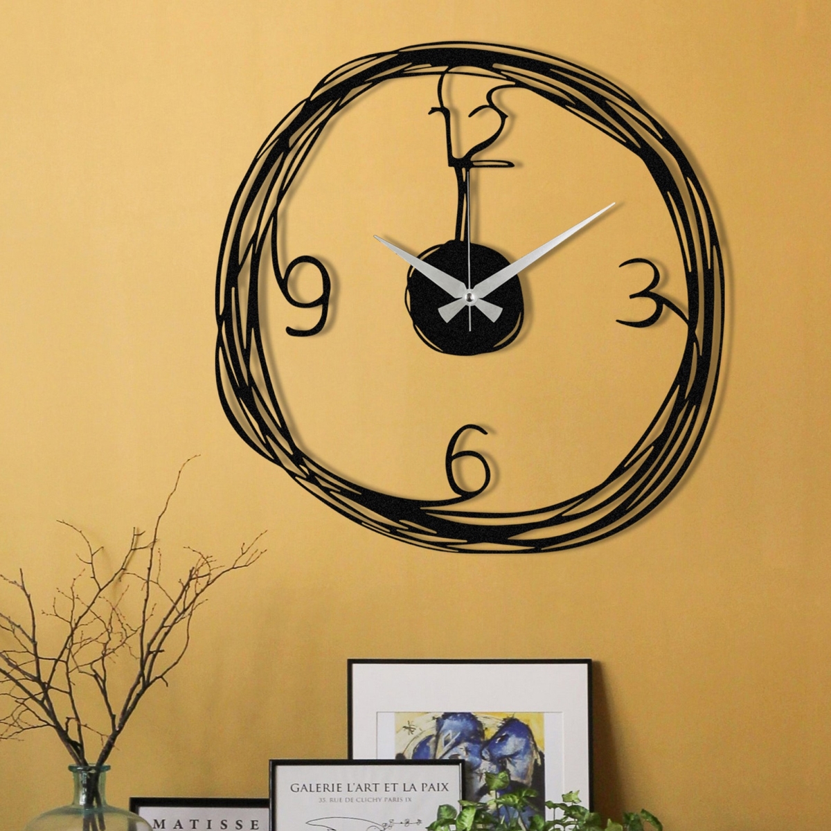 279ENZ1430 18.9 x 2.4 x 18.9 in. Gergo Decorative Metal Wall Clock - Black