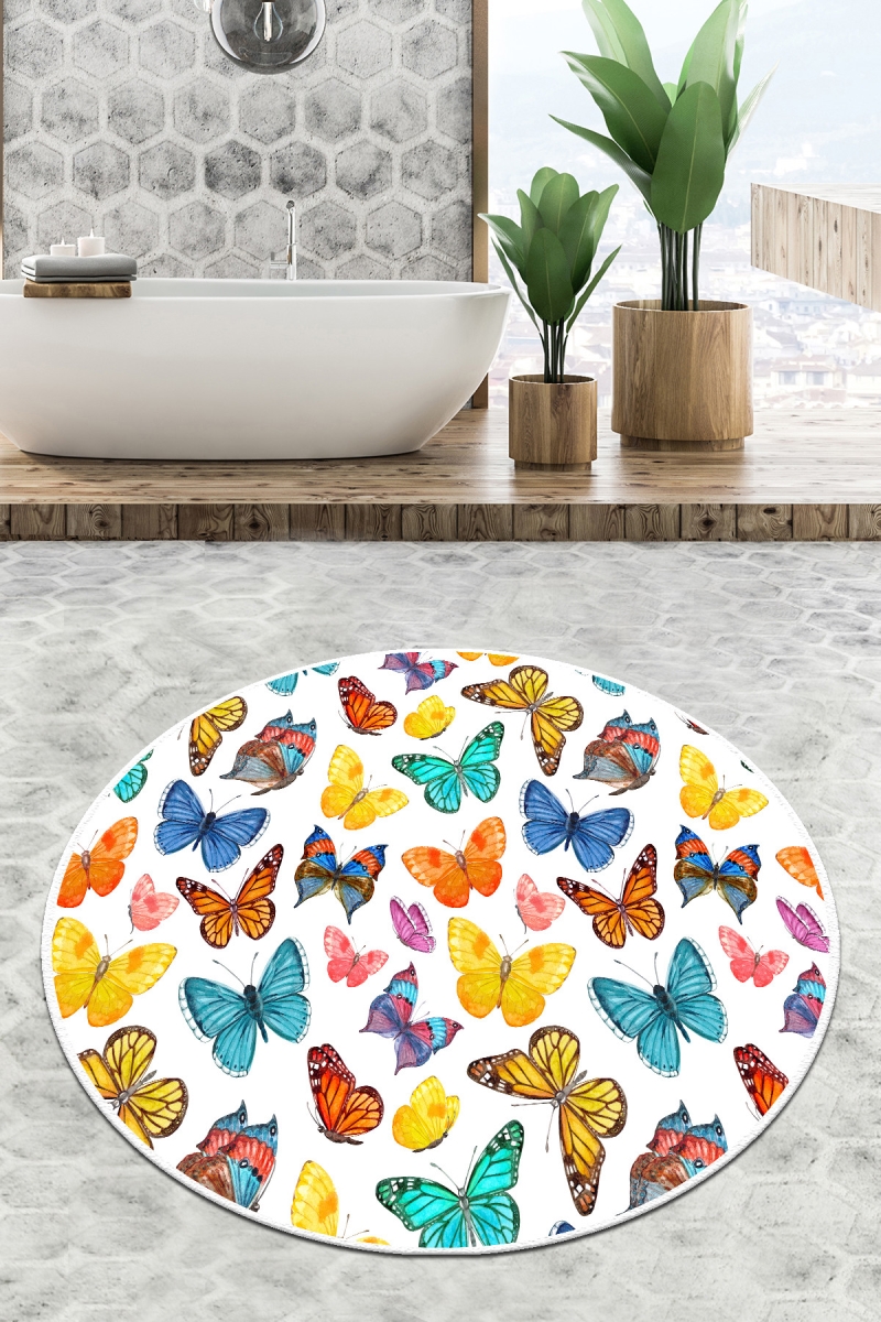 359CHL4630 24.8 x 0.394 x 24.8 in. Butterfly Valley Circle DJT 160 Bathmat - Multi Color