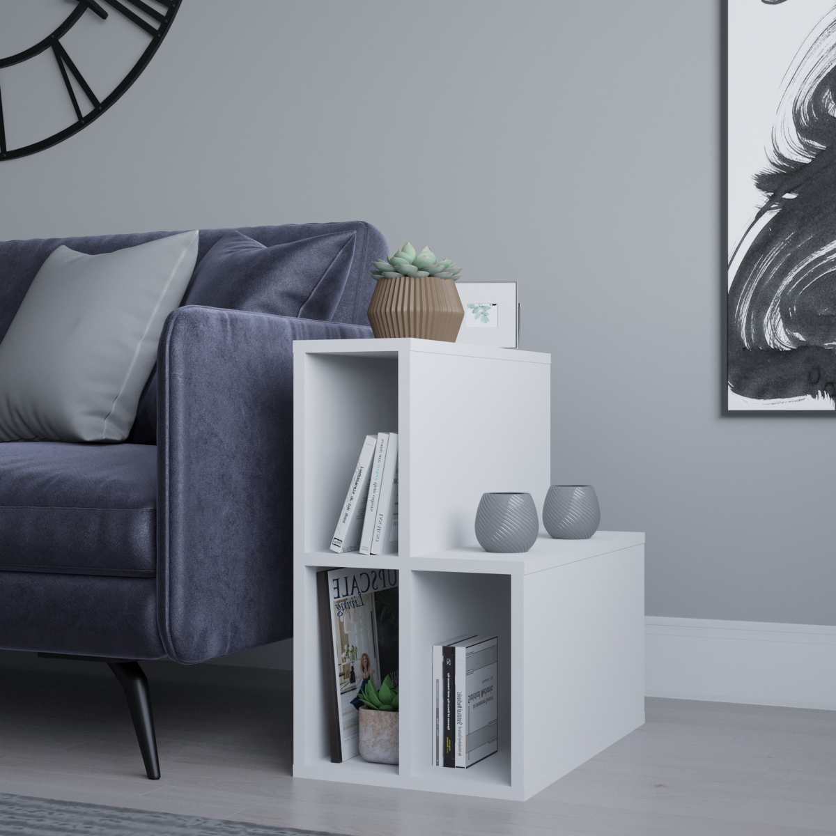 935CMN1213 24.88 x 7.32 x 23.46 in. Lemont Side Table - White