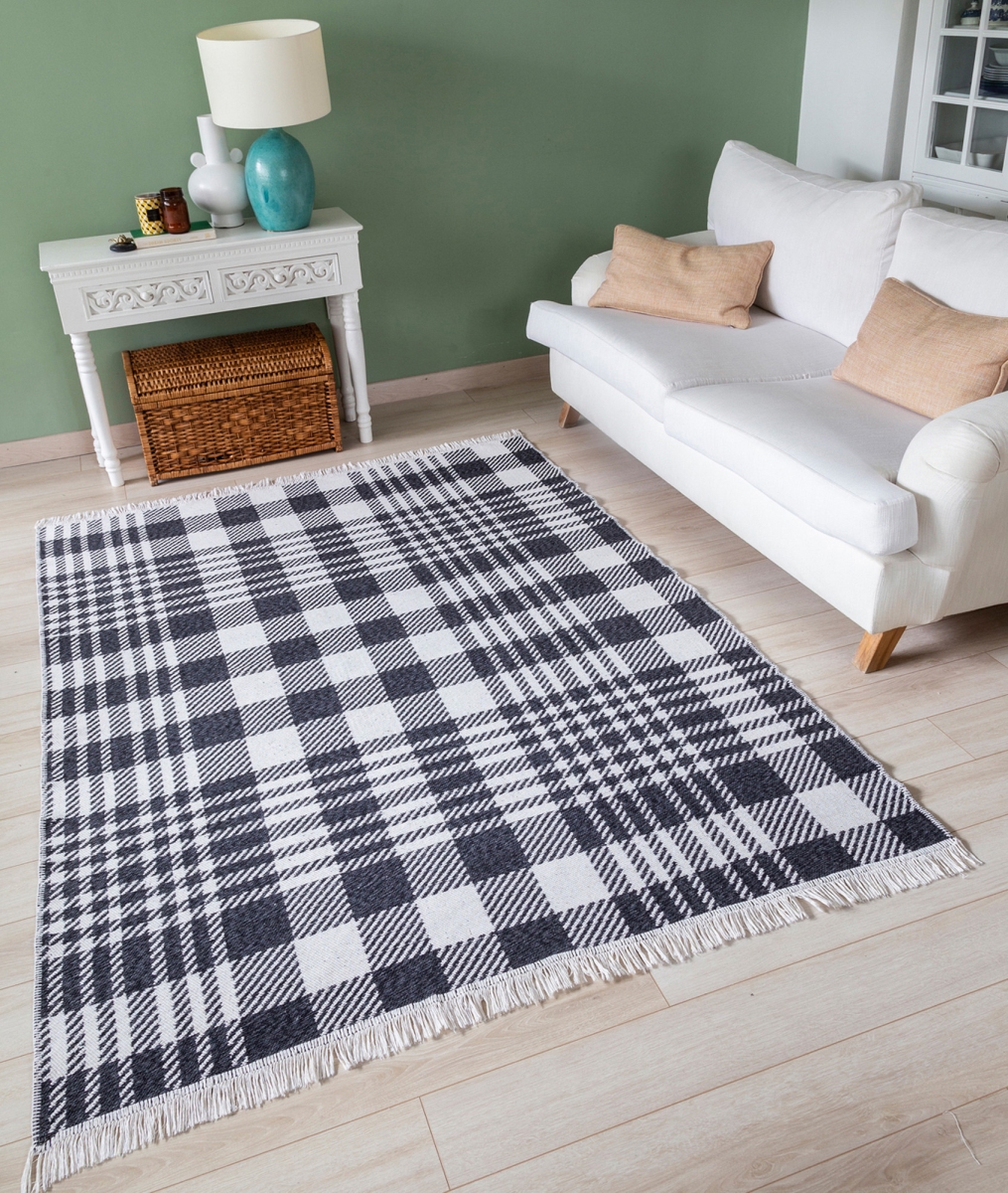 932ELT1164 80 x 150 cm 22991A Hall Carpet - White & Black
