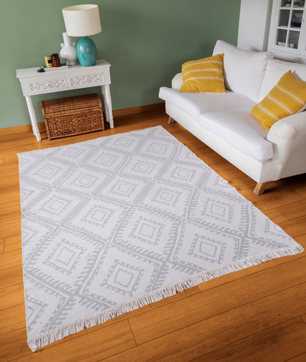 932ELT1207 120 x 180 cm 22997A Carpet - White & Gray