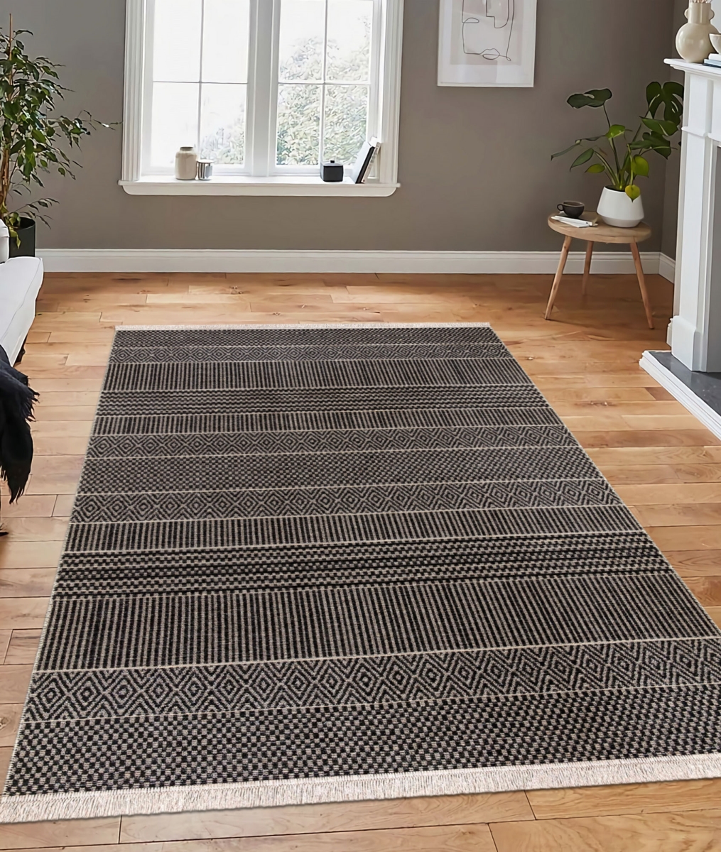 932ELT2243 160 x 230 cm 23041A Carpet - Black & Gray