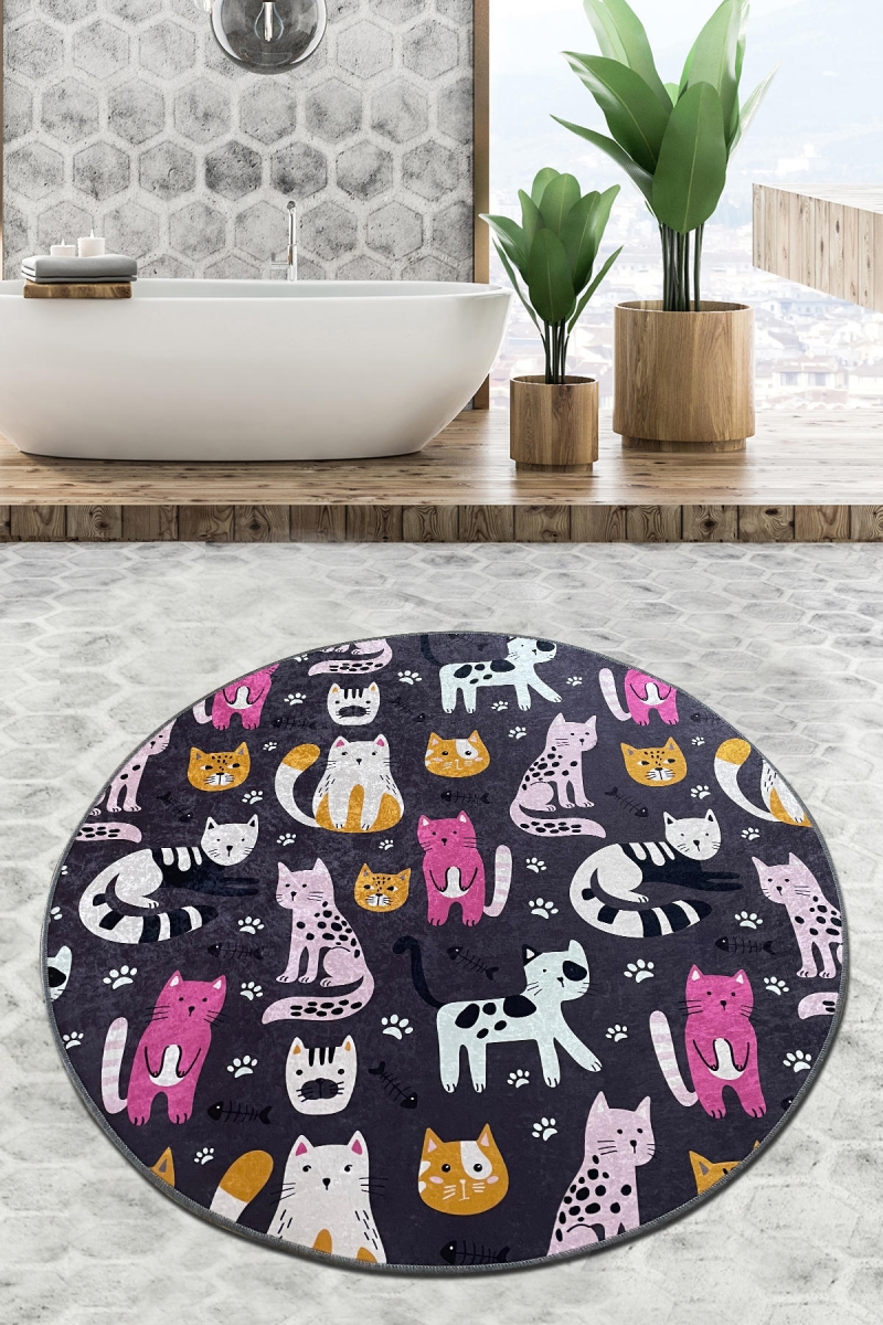 359CHL4815 80 cm Park Cat DJT Bathmat - Multi Color