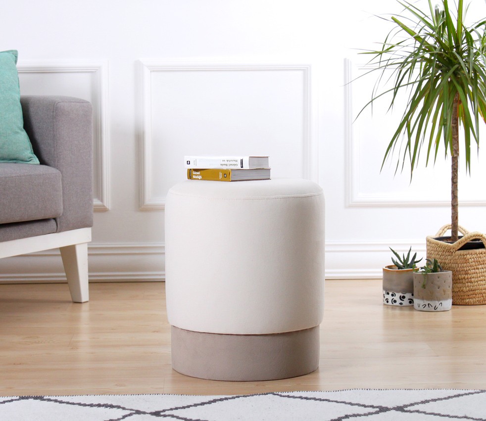 209FLF1124 14.96 x 16.93 x 14.96 in. Ropp Pouffe - Cream