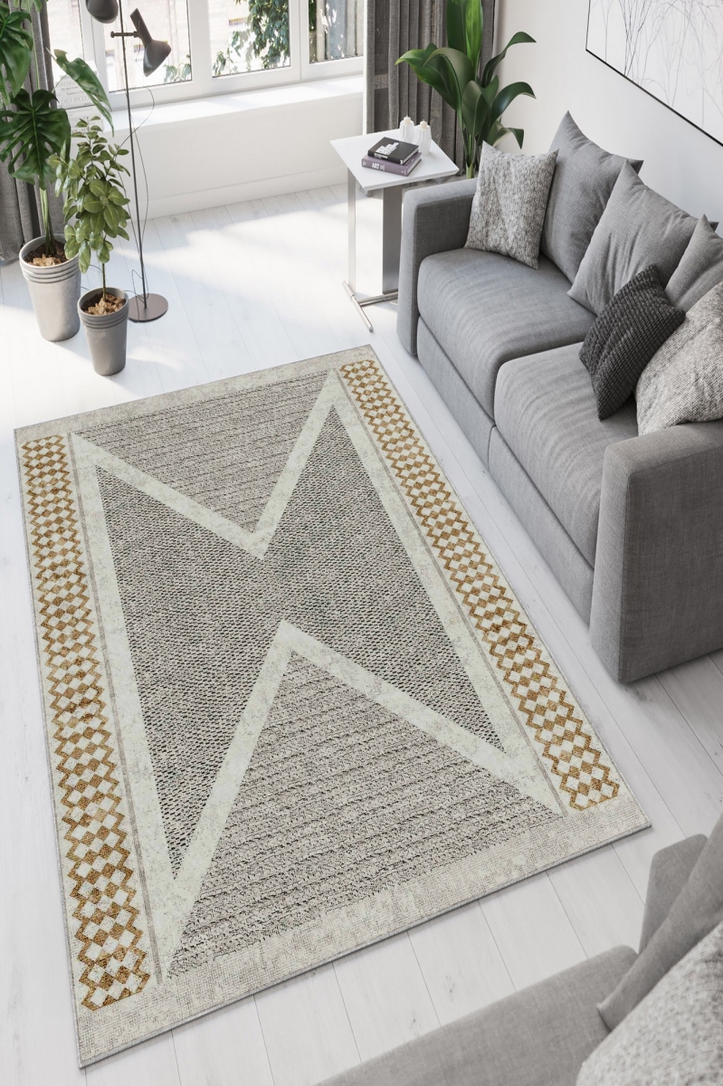 212HFT2810 60 x 100 cm W878 Carpet - Beige, Gold & Black