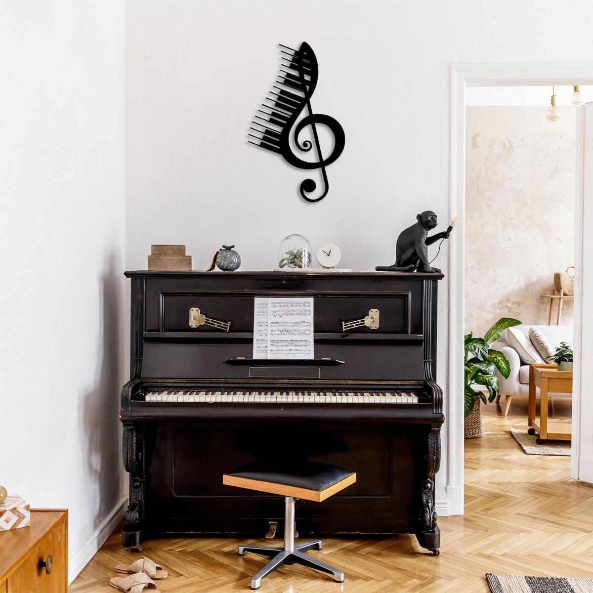 899SKL2375 27.17 x 0.059 x 16.54 in. Musical 309 Decorative Metal Wall Accessory - Black