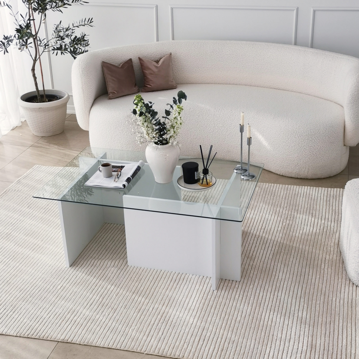 552NOS1442 25.59 x 15.75 x 41.34 in. Escape Coffee Table - White