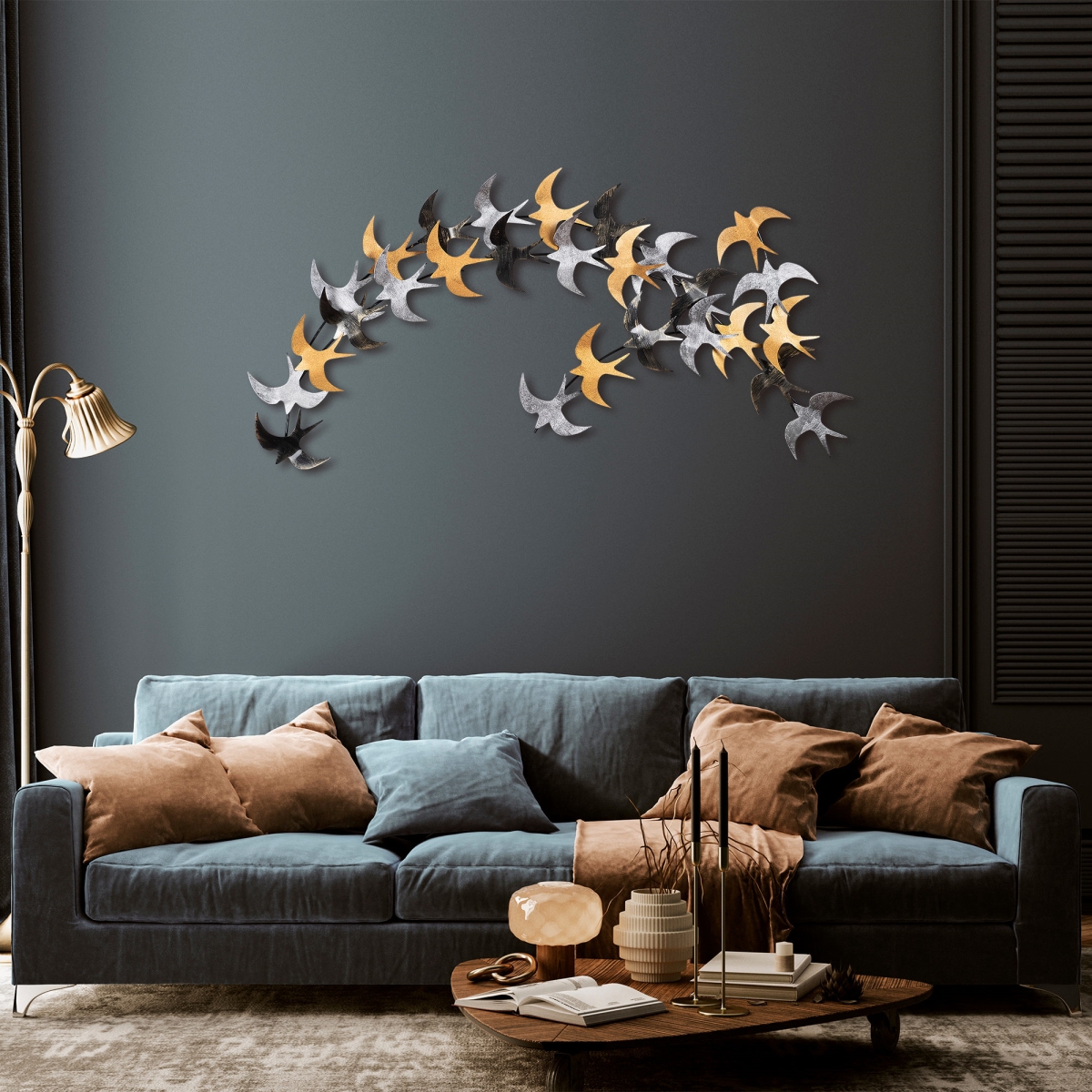 891TNL2236 24.41 x 0.059 x 53.94 in. Kirlangic Decorative Metal Wall Decor Accessory, Multi Color